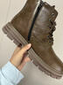 三利泰春季男士馬丁靴大碼45中幫厚底46男款皮靴子47高幫鞋48加大號男鞋 k3022棕色 46 曬單實(shí)拍圖