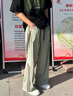 OEMG美式運(yùn)動(dòng)休閑褲子男女春秋夏季潮流牌復(fù)古直筒褲寬松闊腿衛(wèi)式長(zhǎng)褲 綠色 XL 【建議135-150斤】 曬單實(shí)拍圖