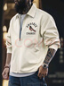馬登工裝 美式復古刺繡教練夾克男秋純棉翻領(lǐng)休閑外套vintage廓形上衣 米杏色 XL 曬單實(shí)拍圖