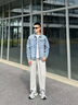 gxg.jeans男裝牛仔夾克 藍色復古水洗寬松休閑翻領(lǐng)外套 25春新品 藍色 L (175) 曬單實(shí)拍圖