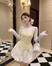艾美琦美（AIMEIQIMEI）2025新款甜美連衣裙套裝女春季穿搭打底背心顯瘦花苞短裙子三件套 三件套 S 曬單實拍圖