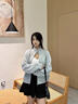 棉致外套春秋款女2025初春新款短款開衫外套顯瘦百搭通勤 灰色[春秋-抗起球] 薄款 L [建議120-150斤] 曬單實拍圖