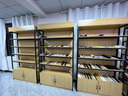 艾業(yè)（AIYE） 展示柜展示架煙酒超市美容化妝品母嬰零食文具玩具倉儲置物貨架 黑架+金絲木色 120*30*215【固定4層板帶柜】 曬單實(shí)拍圖