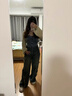 伊琦蕾（YIQILEI）美式復(fù)古側(cè)拉鏈蝴蝶貼布牛仔褲女春秋設(shè)計感高腰寬松闊腿拖地褲潮 復(fù)古藍版 S 曬單實拍圖