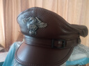 啄木鳥(niǎo)德式復古朋克機車(chē)騎行帽子男秋冬英倫中老年人船長(cháng)帽牛皮貝雷帽 黃棕色 L(55-56cm ) 曬單實(shí)拍圖