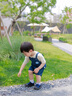 幼歌（YOUGE）夏季新款嬰幼兒海洋冰瓷棉短袖親子t恤清涼牛仔褲套裝潮 牛仔藍背帶褲 90 cm 曬單實(shí)拍圖