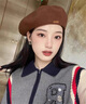 CHANEELR & KARITH貝雷帽女冬季百搭羊毛八角帽針織保暖穿搭生日小眾禮物送女友老婆 巧克力色 曬單實(shí)拍圖