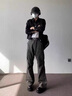 NYING美式微喇工裝褲子男25春秋季新款潮牌牛仔休閑褲大碼寬松直筒長褲 GK25165灰色 XL (130-150斤) 曬單實(shí)拍圖