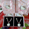 hellokitty項鏈女足銀999寶寶純銀吊墜可愛凱蒂貓鎖骨鏈生日禮物 hellokitty彩色貓+愛心漸變繩 曬單實拍圖