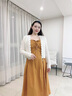 獨(dú)束大碼女裝鏤空針織開衫女2025春季新款胖MM顯瘦短款上衣設(shè)計(jì)感 米杏色 XL （尺碼：3） 曬單實(shí)拍圖