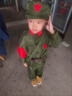 雷姆汀男女童秋季套裝新款兒童紅軍演出服兩件套男女孩八路軍秋裝潮童裝 綠色長(cháng)袖長(cháng)褲帽子書(shū)包腰帶袖章 140 曬單實(shí)拍圖
