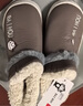 BAIHOU白猴PU皮面高幫棉拖鞋男女包跟家居情侶款毛絨保暖棉鞋 深咖36-37 曬單實(shí)拍圖