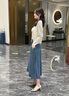 歌力思（ELLASSAY）2025春夏新款100%萊賽爾柔軟靈動(dòng)優(yōu)雅中長(zhǎng)款半身裙女EWB361N01100 牛仔藍(lán) XS 曬單實(shí)拍圖