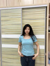柯蘭娜純棉正肩短袖t恤女裝2025春夏季新款方領(lǐng)顯瘦小個(gè)子獨(dú)特上衣 海域藍(lán)方領(lǐng) 均碼 【適合80-120斤】 曬單實(shí)拍圖