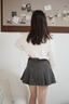 LAGOGO格雷灰牛仔半身裙女拉谷谷2025春季新款高腰有內襯百褶短裙 深灰色 L 曬單實(shí)拍圖