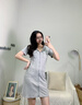 DXOT連衣裙女夏2025年新款短袖修身顯瘦中長裙連帽開衫古著裙vintage 灰色 M 建議 95-105斤 曬單實(shí)拍圖