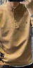 倉石一樹(shù)美式亨利領(lǐng)長(cháng)袖T恤男春秋季高品質(zhì)痞帥加絨休閑打底上衣 芥黃色加絨 XL 曬單實(shí)拍圖