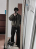 西域駱駝（VANCAMEL）高檔ZOZOFOREST蛇皮座山雕棉服外套男冬季加絨美式飛行員夾克短款 灰棕色【升級款】 可拆卸帽 M (適合)100-115斤 曬單實(shí)拍圖