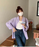 蜜樂(lè )奇紫色法式內搭襯衫女2025春秋新款襯衣外套設計感氣質(zhì)長(cháng)袖上衣秋季 【紫色】【早春chic上衣/外套女 S 40/45kg 曬單實(shí)拍圖