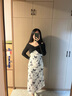 三彩【陌上蝶飛】2024冬季新款新中式連衣裙絲絨假兩件長裙浪漫女 黑白花卉 L 165/88A 曬單實(shí)拍圖