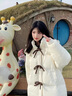 舒芳蝶（shufangdie）羽絨棉服女2025冬季新款棉襖外套韓版設計感寬松小眾學(xué)院風(fēng)棉衣女 白色 M 曬單實(shí)拍圖