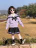 G.DUCKKIDS童裝女童春秋套裝2025新款兒童衣服庫洛米女孩jk裙中大童三件套潮 紫色毛衣加裙子 120 適合110-120cm年齡6-7歲 曬單實拍圖