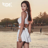 DK游泳衣女分體裙式性感聚攏保守遮肚顯瘦韓國泡溫泉泳裝 白色 M 曬單實(shí)拍圖