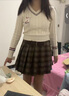 歐貝汐毛呢格子百褶半身裙2025新款女春秋冬美式高腰a字jk短裙小個(gè)子 咖啡色 L 曬單實(shí)拍圖