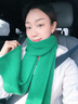 槿城純色針織圍巾女冬季韓版學(xué)生ins風(fēng)高顏值加厚保暖圍脖 HJ331 摩爾斯綠 曬單實(shí)拍圖