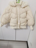 戴維貝拉（DAVE＆BELLA）女童短款羽絨服中大童連帽上衣三防小女孩外套兒童衣服秋冬新款 米白【現貨】 120 cm（建議身高110-120cm） 曬單實(shí)拍圖