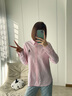 Teenie Weenie小熊女裝襯衫2025秋新款活力多巴胺清新基礎(chǔ)翻領(lǐng)襯衣 淺粉色 M 曬單實(shí)拍圖