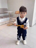 G.duck男童套裝春秋款2025新款兒童秋季韓版帥氣笑臉學(xué)院風(fēng)兩件套酷帥潮 藏青色 90 cm 曬單實(shí)拍圖
