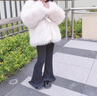 G.DUCKKIDS小黃鴨女童仿毛皮草外套新款秋冬季兒童毛毛衣冬裝女寶寶洋氣棉衣 蝴蝶結仿皮草-米色 110 曬單實(shí)拍圖