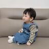 班喜迪嬰兒衣服秋裝嬰幼兒連體衣寶寶卡通牛仔背帶褲超萌外出爬服春秋季 藍色 73cm 曬單實(shí)拍圖