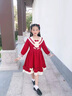 皮爾卡丹（pierre cardin）童裝 女童連衣裙春秋季新款中大童學(xué)生女孩秋季甜美學(xué)院風(fēng)公主裙 紅色 甜美連衣裙 140cm 曬單實(shí)拍圖