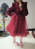富羅迷女童連衣裙冬季加絨保暖新中式紅色禮服裙兒童公主裙 紅色 150cm  曬單實(shí)拍圖