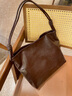 紅蜻蜓牛皮包包女托特包大容量腋下包通勤百搭時(shí)尚女包送女友七夕禮物 深咖啡色 曬單實(shí)拍圖