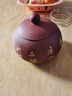 尊壺 尊壺紫砂茶葉罐紫泥密封醒茶罐散茶家用儲藏茶葉罐子 扁西施泥繪清水泥 約裝 460克 曬單實(shí)拍圖