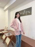香影粉色溫柔風(fēng)軟糯毛衣外套女2025秋季新款提花寬松v領(lǐng)針織開(kāi)衫 粉紅 S 曬單實(shí)拍圖