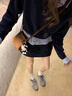 ZHR德訓鞋女頭層豬皮透氣女鞋拼接撞色時尚休閑鞋女 BT115 灰色 37 曬單實拍圖