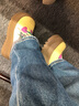 縈妃公主（YINGFEIPRINCESS）內(nèi)增高小個子厚底松糕鞋高幫休閑鞋女真皮2025春秋新款軟底運動鞋 黃色 36 曬單實拍圖