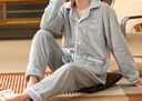 貓人男士睡衣男【冬季加厚珊瑚絨】長(cháng)袖開(kāi)衫加絨保暖家居服可外穿灰色 曬單實(shí)拍圖