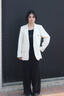 獨束大碼女裝西裝外套女2025春新款廓形撞色拼接西服胖mm氣質(zhì)通勤 象牙米 L (尺碼：2) 曬單實(shí)拍圖