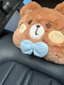 艾布與棉花汽車(chē)坐墊冬季加絨可愛(ài)車(chē)坐墊毛絨秋冬季座椅加熱墊子保暖一體座墊 小萌熊-頭枕*1 曬單實(shí)拍圖