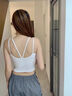NOME雙肩帶吊帶背心純棉美背短款修身露臍女內搭外穿上衣 白色 S 曬單實(shí)拍圖
