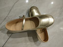 卡帝樂(lè )鱷魚(yú)（CARTELO）金色真皮廣場(chǎng)舞蹈鞋女拉丁舞鞋軟底中老年跳舞鞋中跟交誼舞單鞋 金色跟高3.5厘米 39 曬單實(shí)拍圖