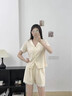 JIOESC睡衣女士夏季短袖短褲2025年新款甜美可愛(ài)可外穿休閑家居服兩件QC 黃格花邊 L 【100-120斤】 曬單實(shí)拍圖