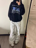 POUM美式復古扎染工裝重磅牛仔褲高街痞帥闊腿傘兵褲潮牌褶皺臟臟長褲 臟白  常規(guī) XL 【120-135斤】 曬單實拍圖