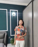 啄木鳥母親節(jié)禮物媽媽夏裝短袖T恤2025中老年女翻領(lǐng)冰絲小衫兩件套裝 橘紅色（短袖） XL (建議115-125斤) 曬單實拍圖