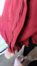 紫涵（ZIHAN）紫涵長(zhǎng)款連帽毛領(lǐng)羽絨服女年冬季淑女純色H廓型鴨絨外套 復(fù)古紅 L 曬單實(shí)拍圖